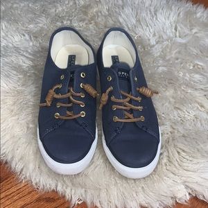 Navy Slip on Sperrys